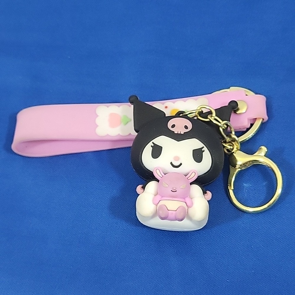 Kuromi Sanrio Character Figure‎ 3D PVC Keychain Hanger Pendant Rubber Wristlet